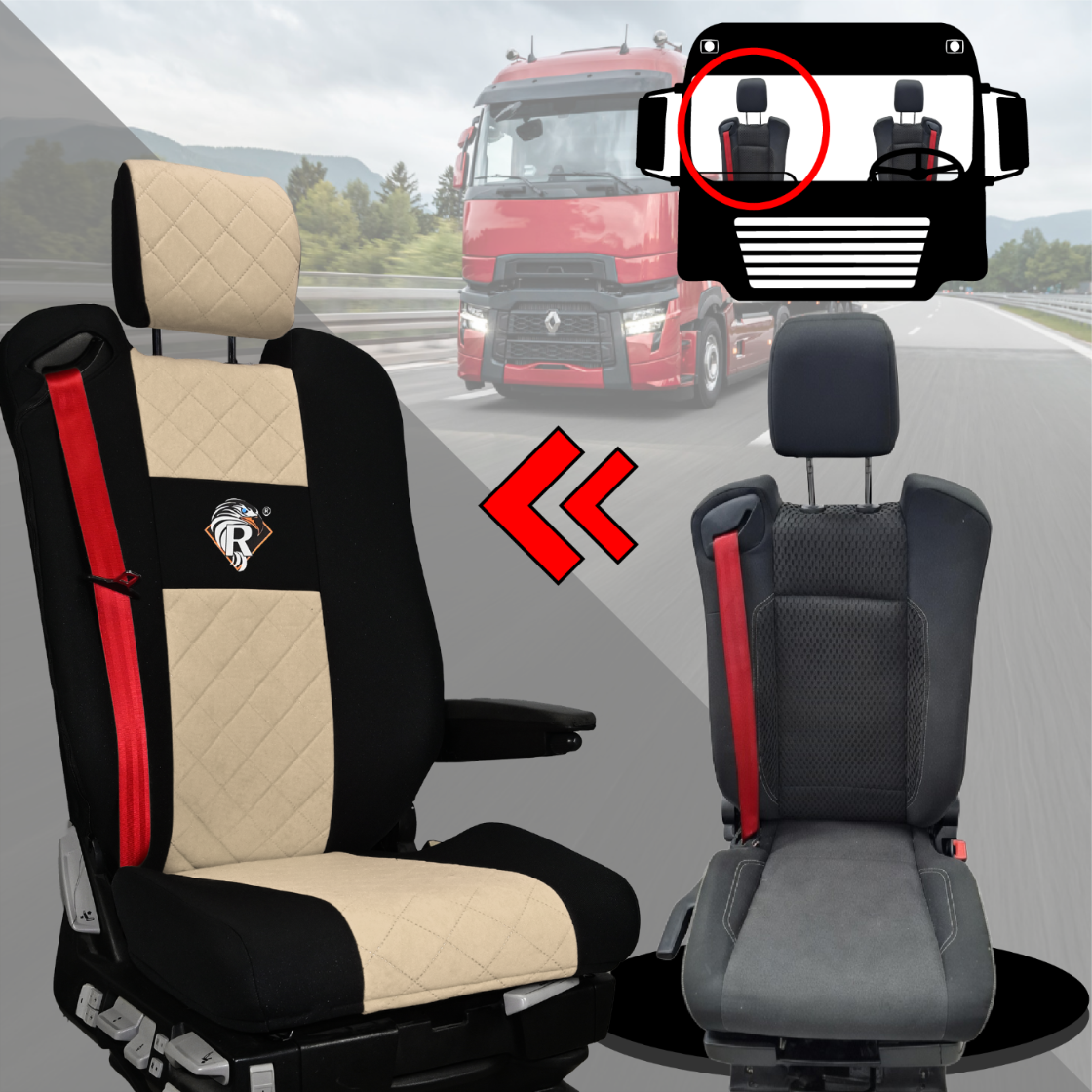 Pokrowce na fotele Renault Gama T od 2014 z zagłówkami regulowanymi 2 pasy BEŻ SABA