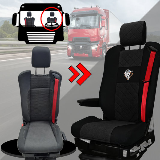 Pokrowce na fotele Renault Gama T od 2014 z zagłówkami regulowanymi 2 pasy CZARNY SABA