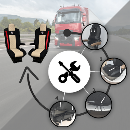 Pokrowce na fotele Renault Gama T od 2014 kierowca lotniczy, pasażer lotniczy 2 pasy  BEŻ SABA