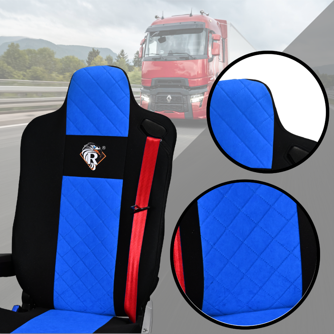 Pokrowce na fotele Renault Gama T od 2014 kierowca lotniczy, pasażer lotniczy 2 pasy  NIEBIESKI SABA