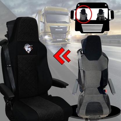 Pokrowce na fotele MAN TGX, TGM, TGL, TGS od 2020 2 pasy CZARNY SABA