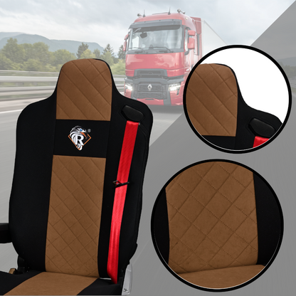Pokrowce na fotele Renault Gama T od 2014 kierowca lotniczy, pasażer lotniczy 2 pasy BRĄZ SABA