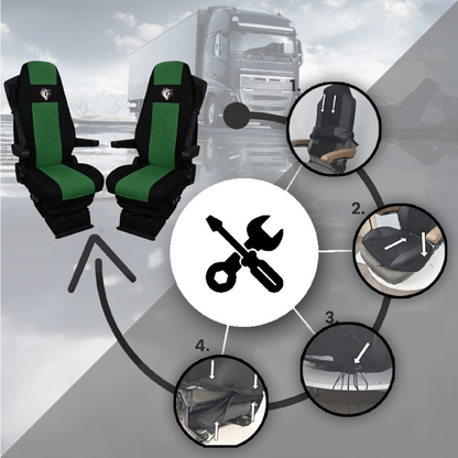 Pokrowce na fotele VOLVO FH 4, FH5 od 2021, AERO od 2024 UNIVERSAL ZIELONY SABA