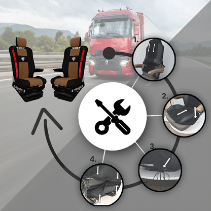 Pokrowce na fotele Renault Gama T od 2014 z zagłówkami regulowanymi 2 pasy BRĄZ SABA