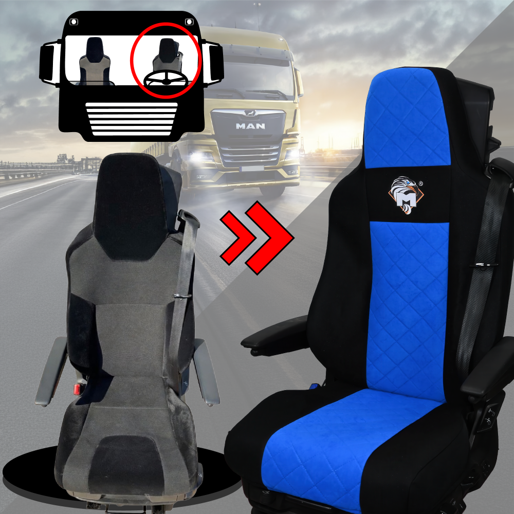 Pokrowce na fotele MAN TGX, TGM, TGL, TGS od 2020 1 pas NIEBIESKI SABA