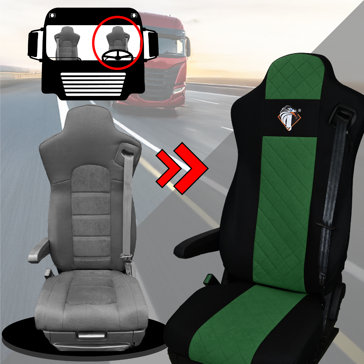 Pokrowce na fotele IVECO S-WAY od 2019 ZIELONY SABA
