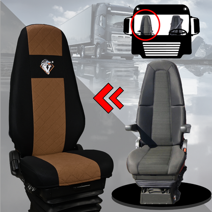 Pokrowce na fotele VOLVO FH4, FH, FH16, FMX, FM od 2013, FH5 od 2021, AERO od 2024 - 1 pas BRĄZ SABA