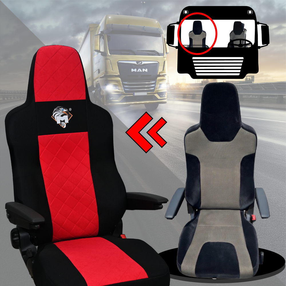 Pokrowce na fotele MAN TGX, TGM, TGL, TGS od 2020 1 pas CZERWONY SABA