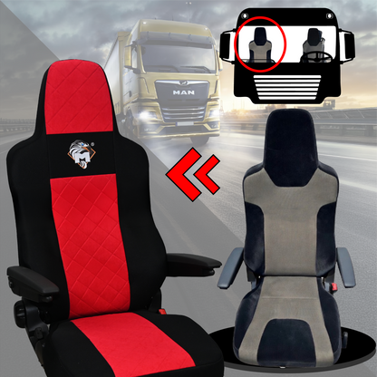 Pokrowce na fotele MAN TGX, TGM, TGL, TGS od 2020 1 pas CZERWONY SABA