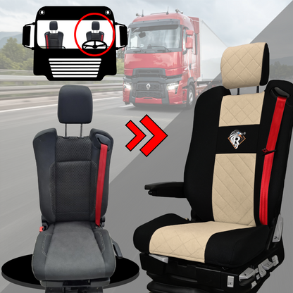 Pokrowce na fotele Renault Gama T od 2014 z zagłówkami regulowanymi 2 pasy BEŻ SABA