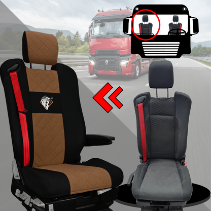 Pokrowce na fotele Renault Gama T od 2014 z zagłówkami regulowanymi 2 pasy BRĄZ SABA