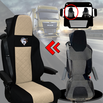 Pokrowce na fotele MAN TGX, TGM, TGL, TGS od 2020 2 pasy BEŻ SABA
