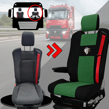 Pokrowce na fotele Renault Gama T od 2014 z zagłówkami regulowanymi 2 pasy ZIELONY SABA