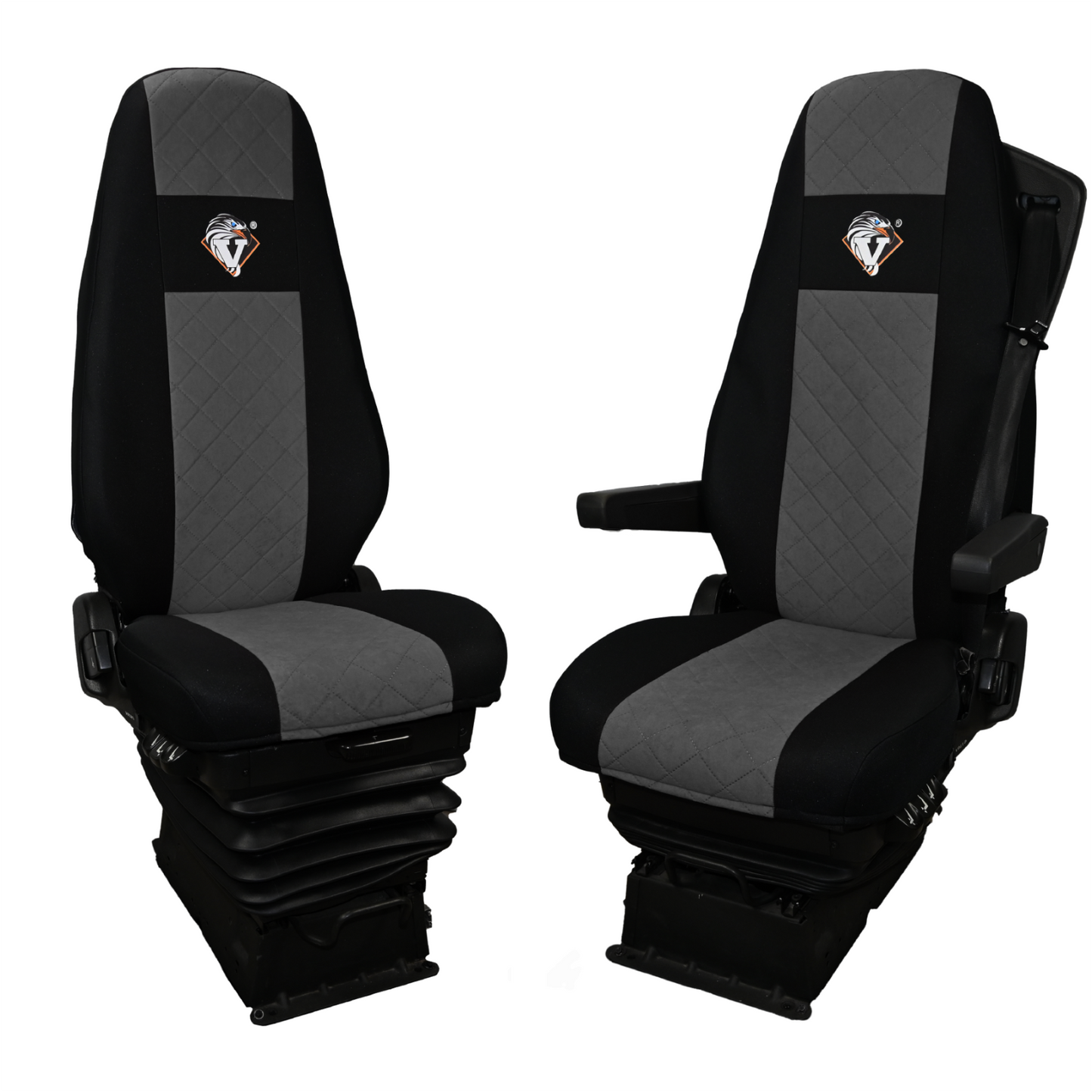 Pokrowce na fotele VOLVO FH4, FH, FH16, FMX, FM od 2013, FH5 od 2021, AERO od 2024  - 1 pas SZARE SABA