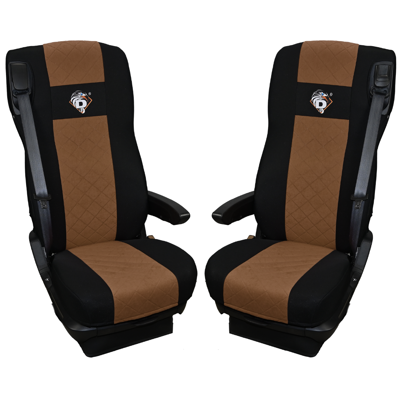 Pokrowce na fotele DAF 105 XF od 2012, 106 XF od 2013, XG, XG+ od 2022 2 pasy BRĄZ SABA