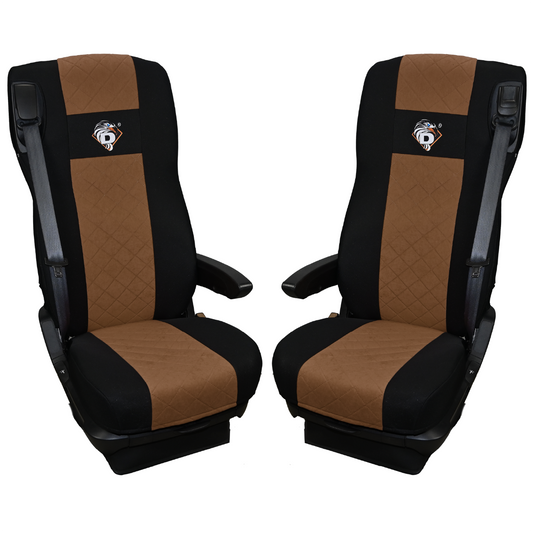 Pokrowce na fotele DAF 105 XF od 2012, 106 XF od 2013, XG, XG+ od 2022 2 pasy BRĄZ SABA