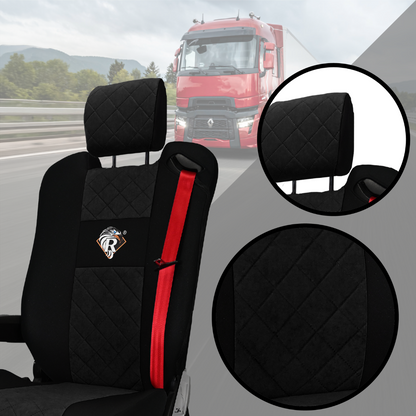 Pokrowce na fotele Renault Gama T od 2014 z zagłówkami regulowanymi 2 pasy CZARNY SABA