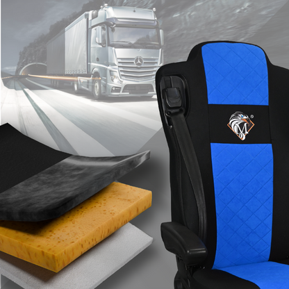 Pokrowce na fotele MERCEDES ACTROS MP4, AROX od 2011, MP5 od 2019 pasażer amortyzowany NIEBIESKI SABA