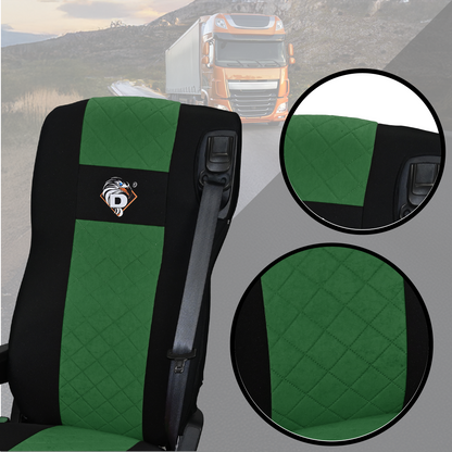 Pokrowce na fotele DAF 105 XF od 2012, 106 XF od 2013, XG, XG+ od 2022 2 pasy ZIELONY SABA