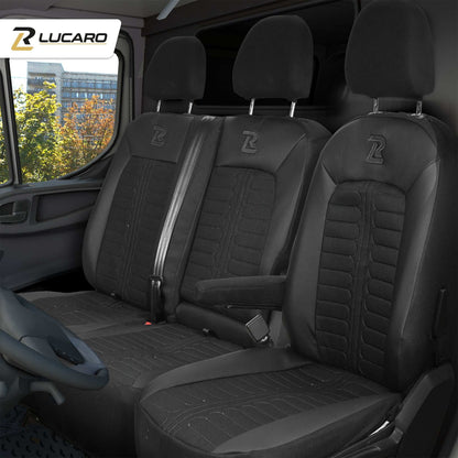 Pokrowce na fotele samochodowe TORNADO Volkswagen Crafter 2, MAN TGE 1+2 Czarno - Czarny 