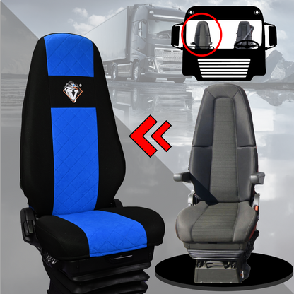 Pokrowce na fotele VOLVO FH4, FH, FH16, FMX, FM od 2013, FH5 od 2021, AERO od 2024 - 1 pas NIEBIESKI SABA
