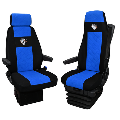 Pokrowce na fotele SCANIA seria R od 2004, 1+1, fotele różne 1 pas, fotel kierowcy BASIC - KONFIGURACJA A - NIEBIESKI SABA