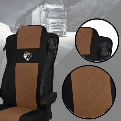 Pokrowce na fotele MERCEDES ACTROS MP4, AROX od 2011, MP5 od 2019 pasażer nieamortyzowany BRĄZ SABA