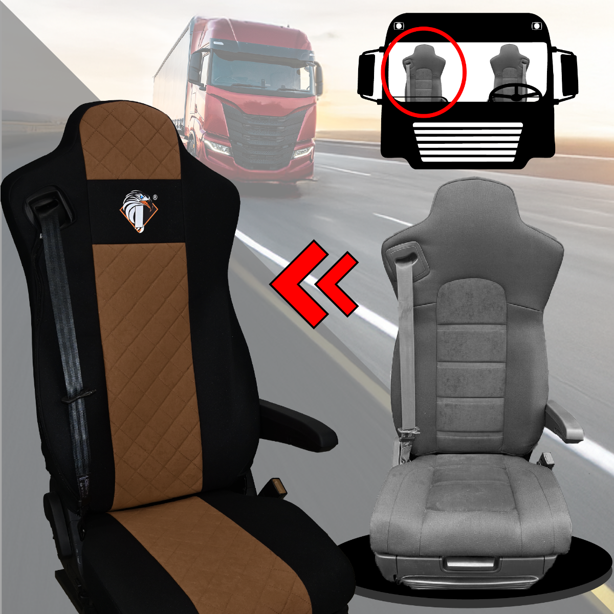 Pokrowce na fotele IVECO S-WAY od 2019 BRĄZ SABA