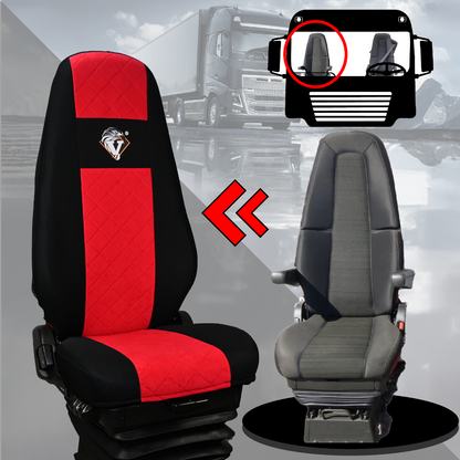 Pokrowce na fotele VOLVO FH4, FH, FH16, FMX, FM od 2013, FH5 od 2021, AERO od 2024 - 1 pas CZERWONY SABA