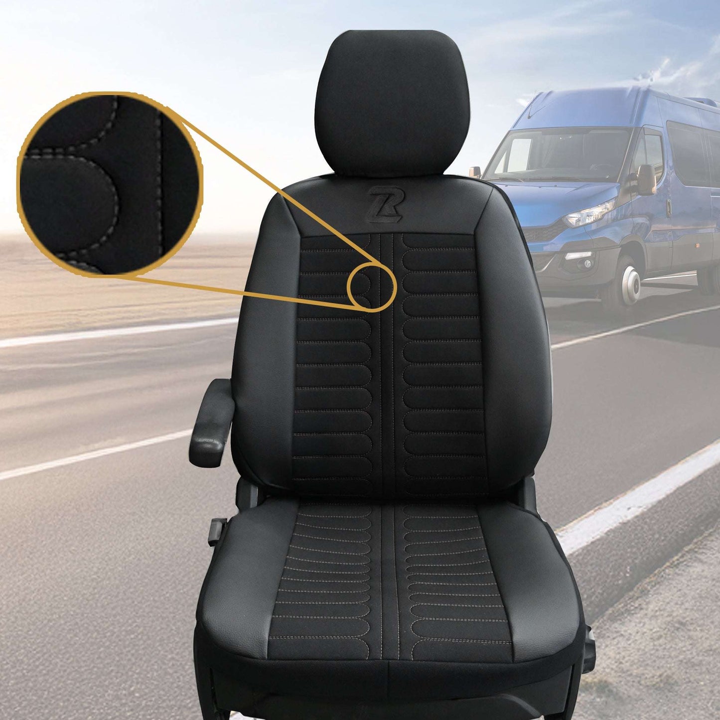Pokrowce na fotele TORNADO Iveco Daily od 2014 1+2 - Czarny 