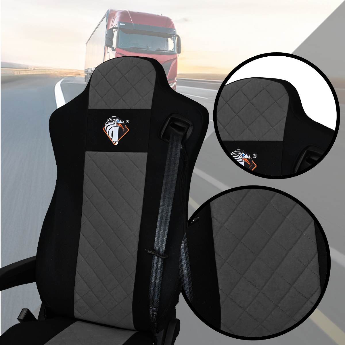 Pokrowce na fotele IVECO S-WAY od 2019 SZARE SABA