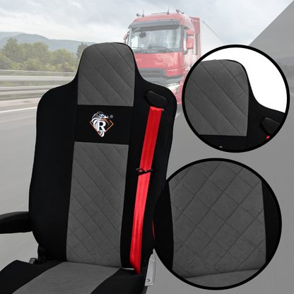 Pokrowce na fotele Renault Gama T od 2014 kierowca lotniczy, pasażer lotniczy 2 pasy  SZARE SABA
