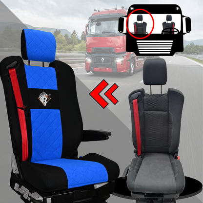 Pokrowce na fotele Renault Gama T od 2014 z zagłówkami regulowanymi 2 pasy NIEBIESKI SABA