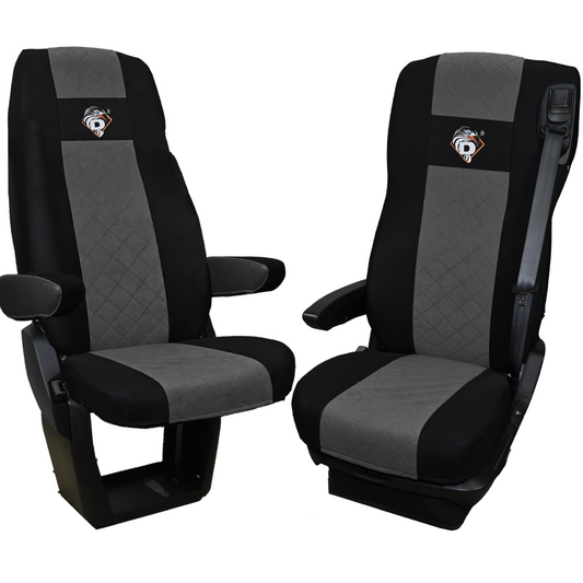 Pokrowce na fotele DAF XG od 2022 1+1, 1pas, fotele lotnicze SZARY SABA