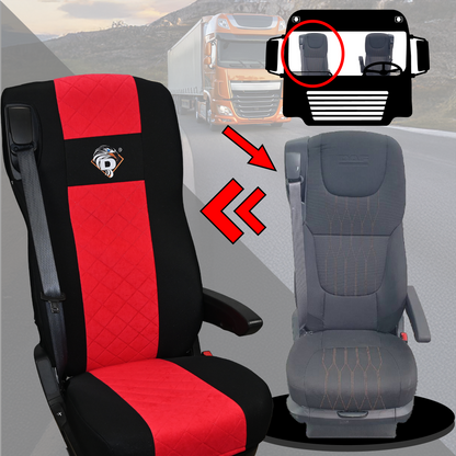 Pokrowce na fotele DAF 105 XF od 2012, 106 XF od 2013, XG, XG+ od 2022 2 pasy CZERWONY SABA