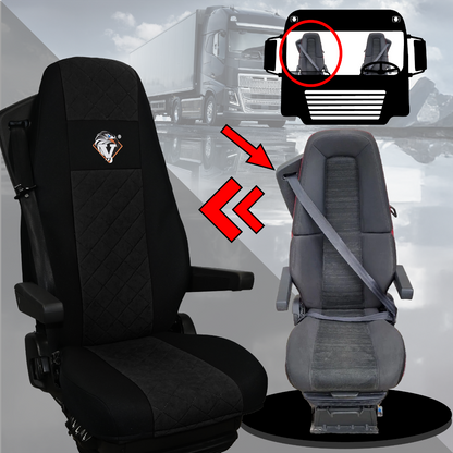 Pokrowce na fotele VOLVO FH 4, FH5 od 2021, AERO od 2024 UNIVERSAL CZARNY SABA