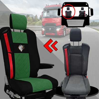 Pokrowce na fotele Renault Gama T od 2014 z zagłówkami regulowanymi 2 pasy ZIELONY SABA
