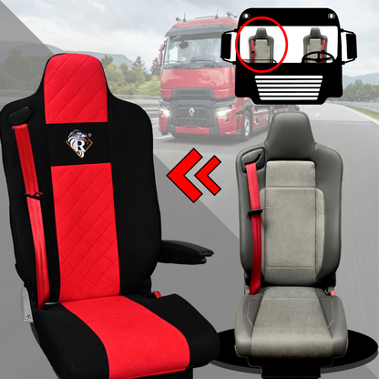 Pokrowce na fotele Renault Gama T od 2014 kierowca lotniczy, pasażer lotniczy 2 pasy  CZERWONY SABA
