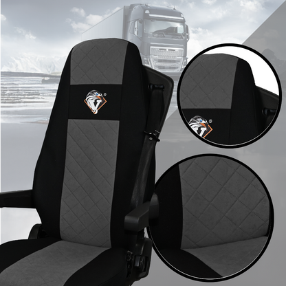 Pokrowce na fotele VOLVO FH 4, FH5 od 2021, AERO od 2024 UNIVERSAL SZARE SABA