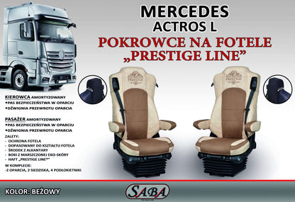 Pokrowce na fotele PRESTIGE-LINE Mercedes Actros L od 2022 fotel pasażera amortyzowany BEŻ SABA