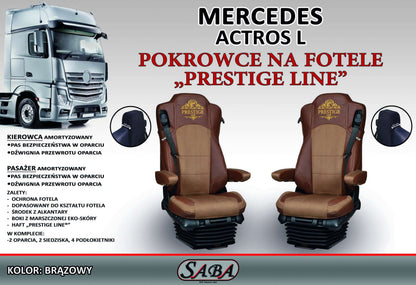 Pokrowce na fotele PRESTIGE-LINE Mercedes Actros L od 2022 fotel pasażera amortyzowany BRĄZ SABA