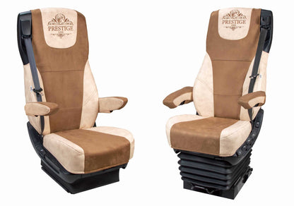 Pokrowce na fotele PRESTIGE-LINE DAF 106 XF od 2013, CF od 2013-2021, XG, XG+ od 2022 fotele lotnicze 2 pasy BEŻ SABA