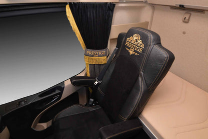 Pokrowce na fotele PRESTIGE-LINE Mercedes Actros MP4 od 2011, MP5 od 2019 fotel pasażera nieamortyzowany CZARNY SABA