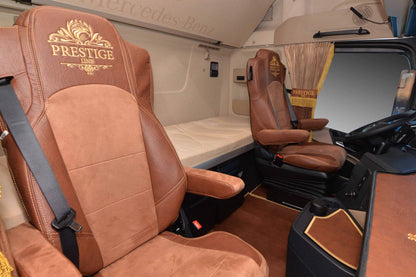 Pokrowce na fotele PRESTIGE-LINE Mercedes Actros L od 2022 fotel pasażera nieamortyzowany BRĄZ SABA