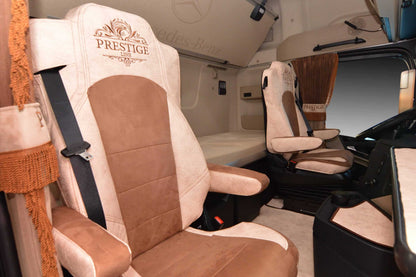 Pokrowce na fotele PRESTIGE-LINE Mercedes Actros L od 2022 fotel pasażera amortyzowany BEŻ SABA