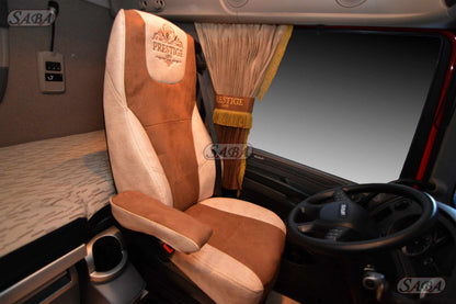 Pokrowce na fotele PRESTIGE-LINE DAF 106 XF od 2013, CF od 2013-2021, XG, XG+ od 2022 fotele lotnicze 2 pasy BEŻ SABA