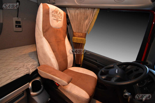 Pokrowce na fotele PRESTIGE-LINE DAF 106 XF od 2013, CF od 2013-2021, XG, XG+ od 2022 fotele lotnicze 2 pasy BEŻ SABA