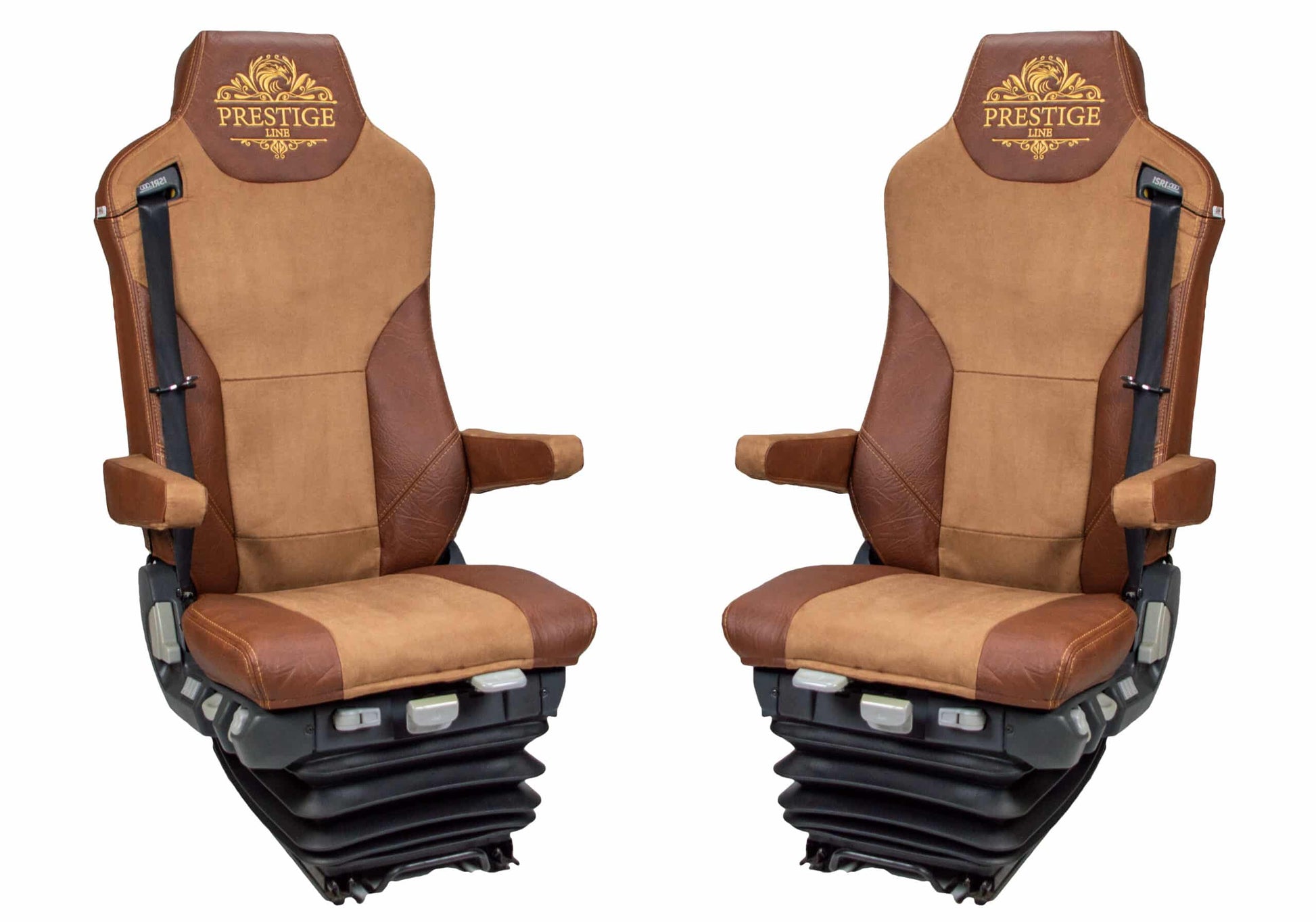 Pokrowce na fotele PRESTIGE-LINE MAN TGX, TGS od 2007, TGM, TGL od 2005, TGA od 2000, fotele lotnicze, 2pasy BRĄZ SABA