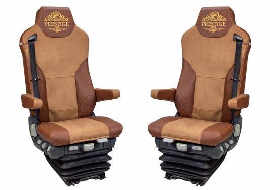 Pokrowce na fotele PRESTIGE-LINE MAN TGX, TGS od 2007, TGM, TGL od 2005, TGA od 2000, fotele lotnicze, 2pasy BRĄZ SABA