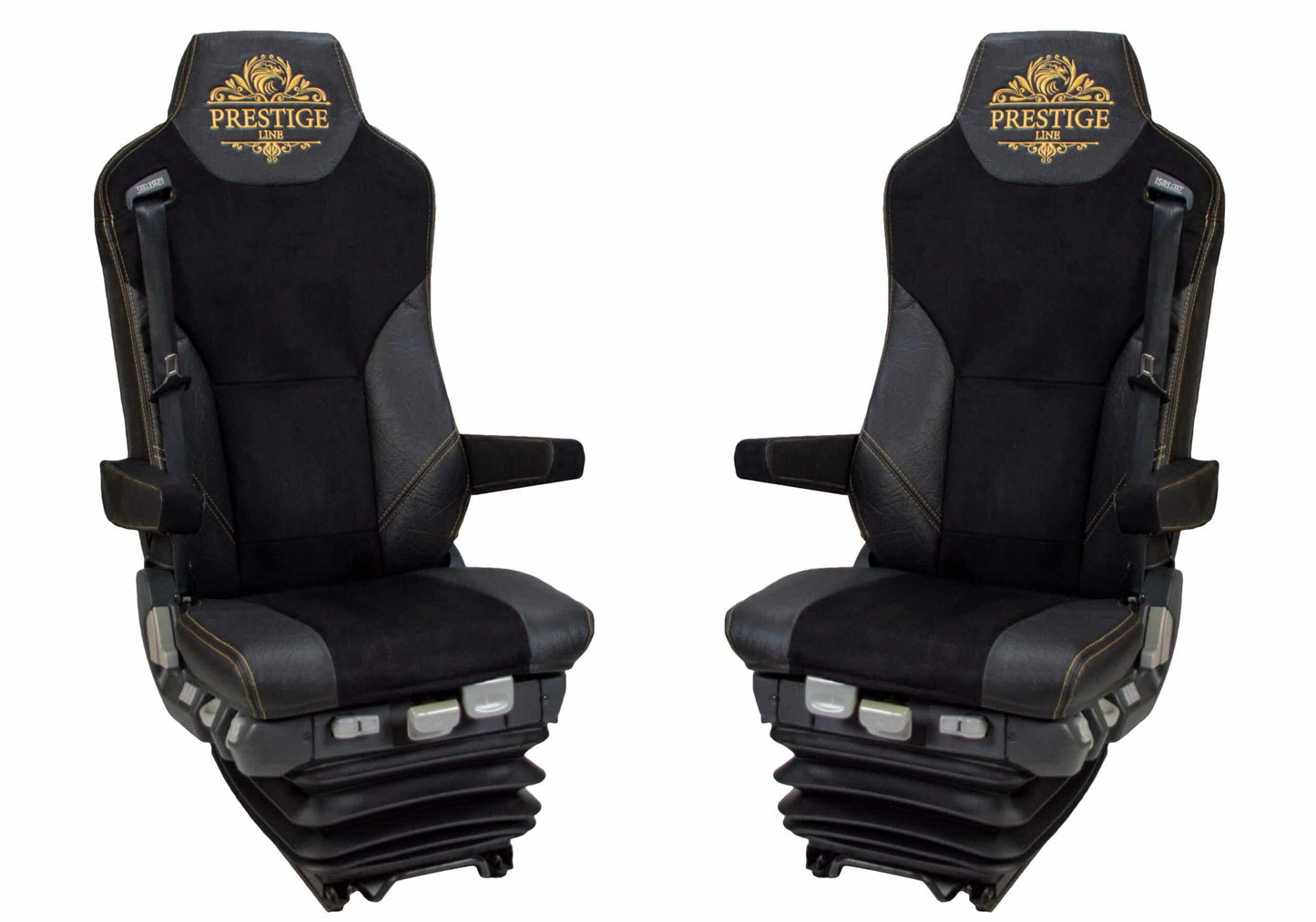 Pokrowce na fotele PRESTIGE-LINE MAN TGX, TGS od 2007, TGM, TGL od 2005, TGA od 2000, fotele lotnicze, 2 pasy CZARNY SABA